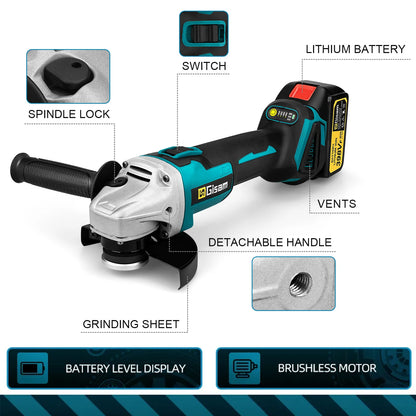 Amoladora angular sin escobillas M14 de 125mm, máquina de corte y pulido, amoladora angular eléctrica inalámbrica, herramienta eléctrica para batería Makita de 18V