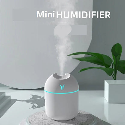 Mini humidificador de aire con USB, difusor de aceites esenciales aromáticos para el hogar y el coche, generador de niebla silencioso ultrasónico con lámpara LED de Color, 250ML