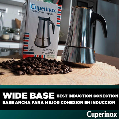 Cafetera italiana de acero inoxidable espresso clásica inducción cafetera moka cafetera italiana