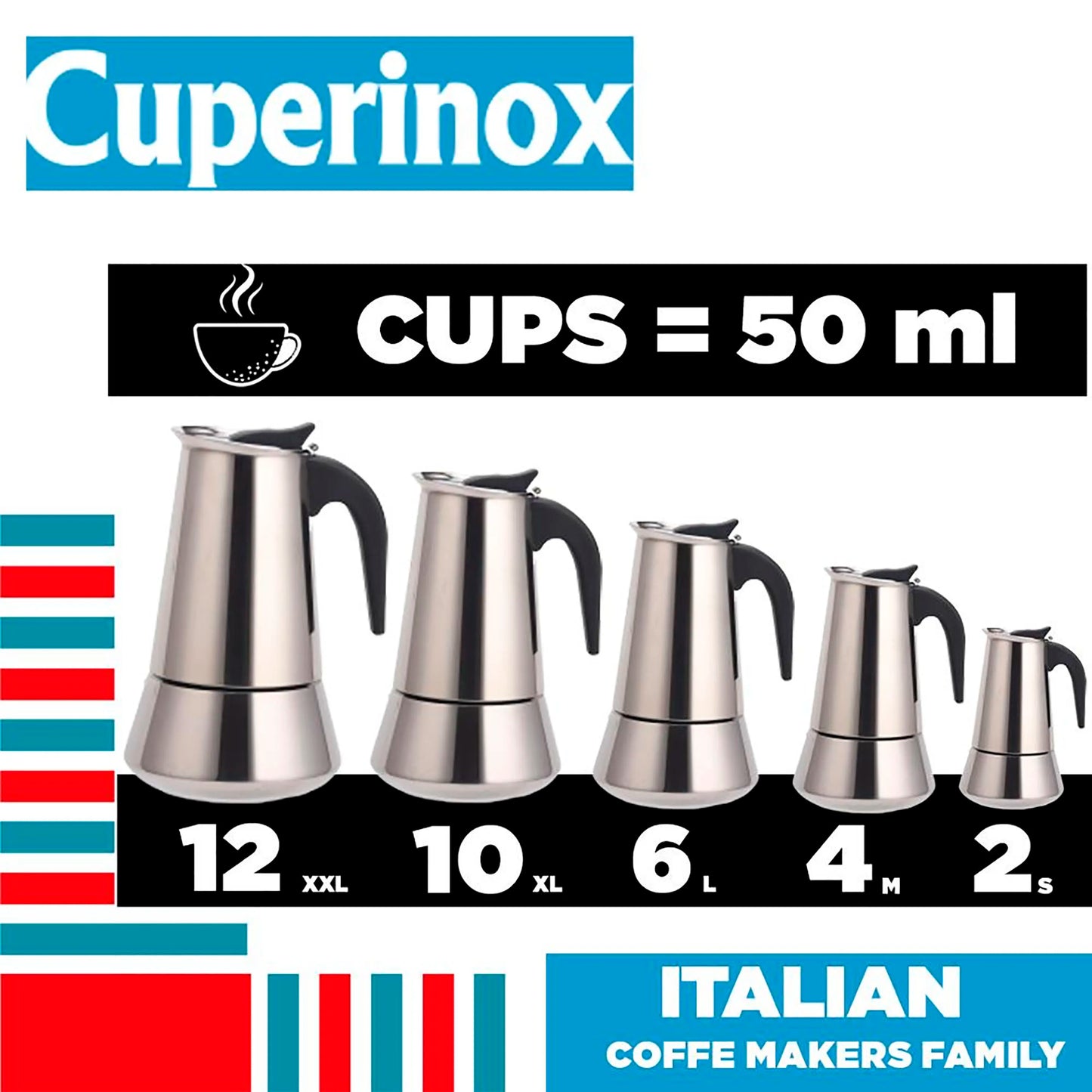 Cafetera italiana de acero inoxidable espresso clásica inducción cafetera moka cafetera italiana